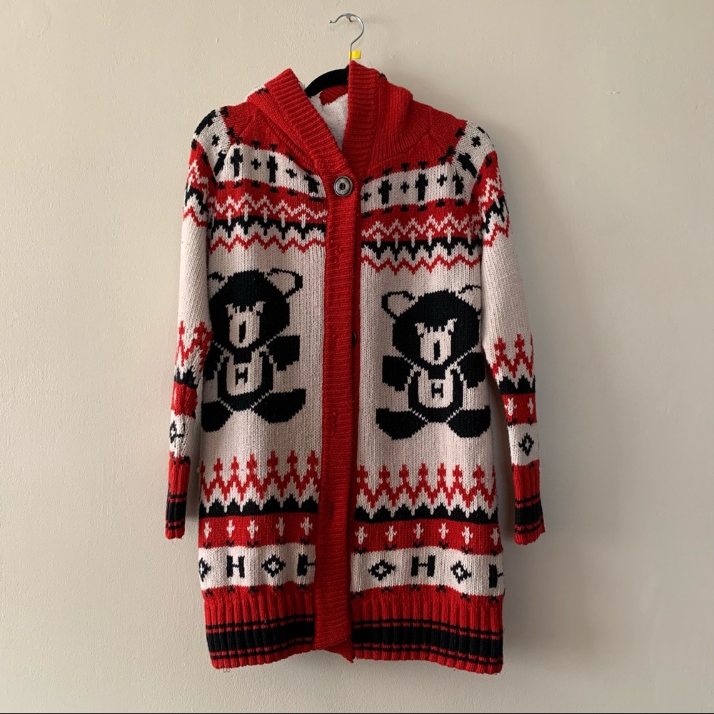Fleecelined Teddy Bear Christmas Patterned Sweater - image 2